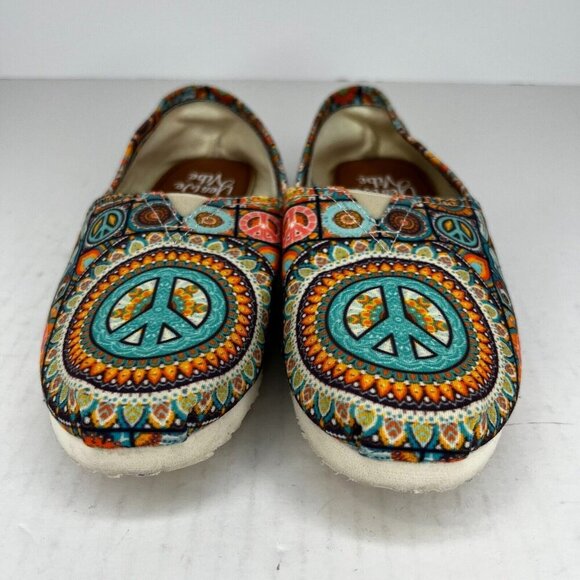 Yes We Vibe Womens Multicolor Low Top Peace Mandala  Size 5.5M Slip On Loafers - Picture 3 of 9